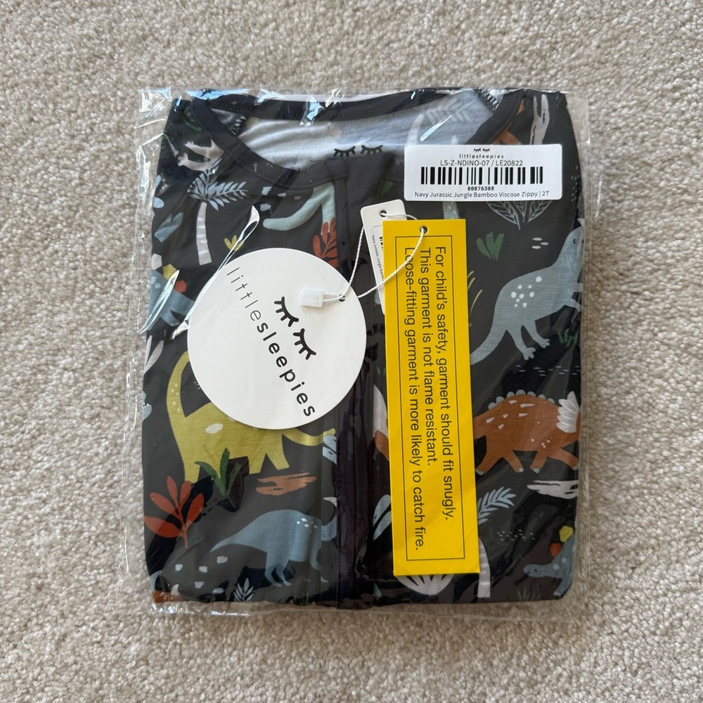 Little Sleepies Navy Jurassic Jungle Zippy 2T
